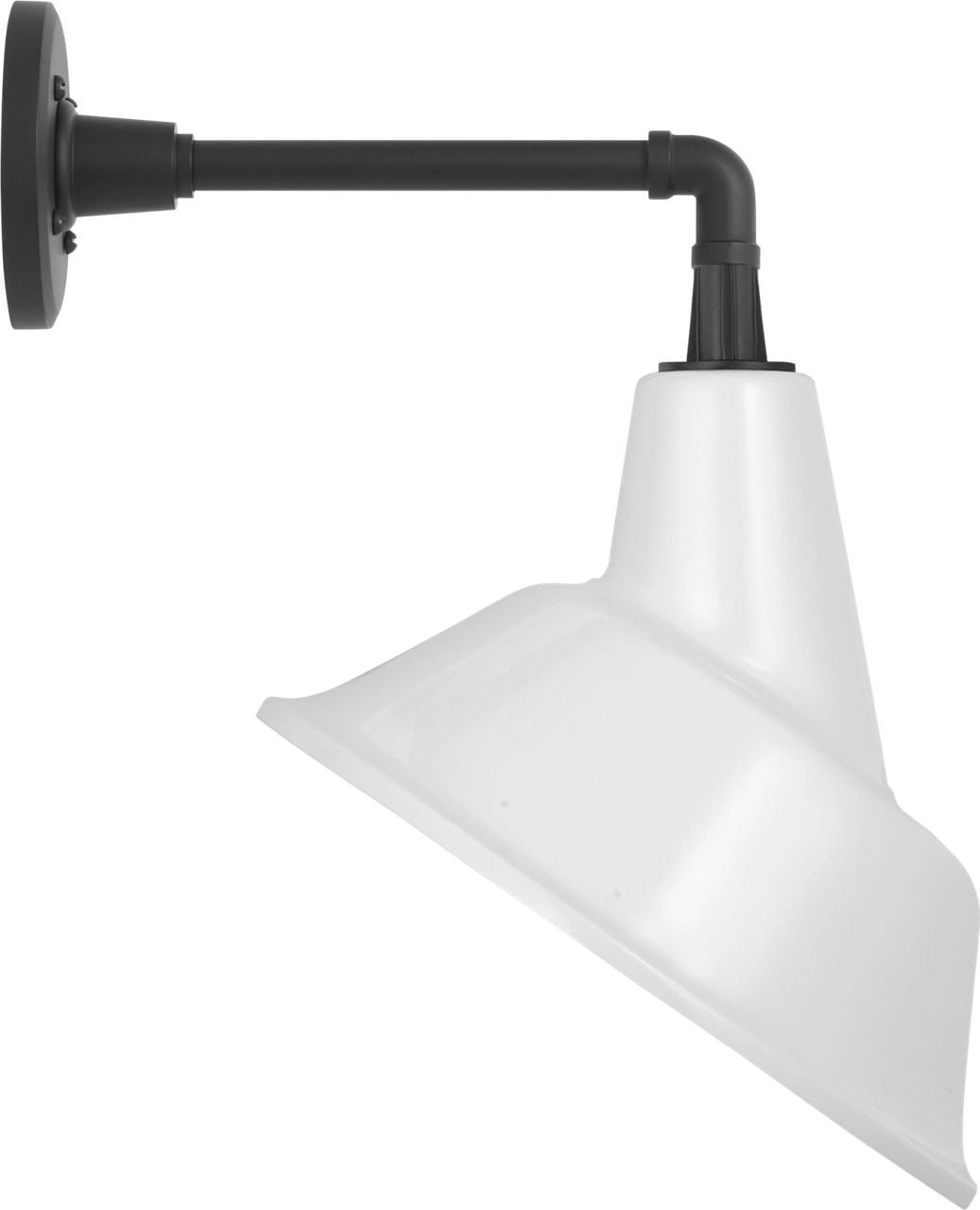 Academy 11" Mack Barn Light | Matte Black | 12.5 | 12.5" White Tilted Bowers Shade