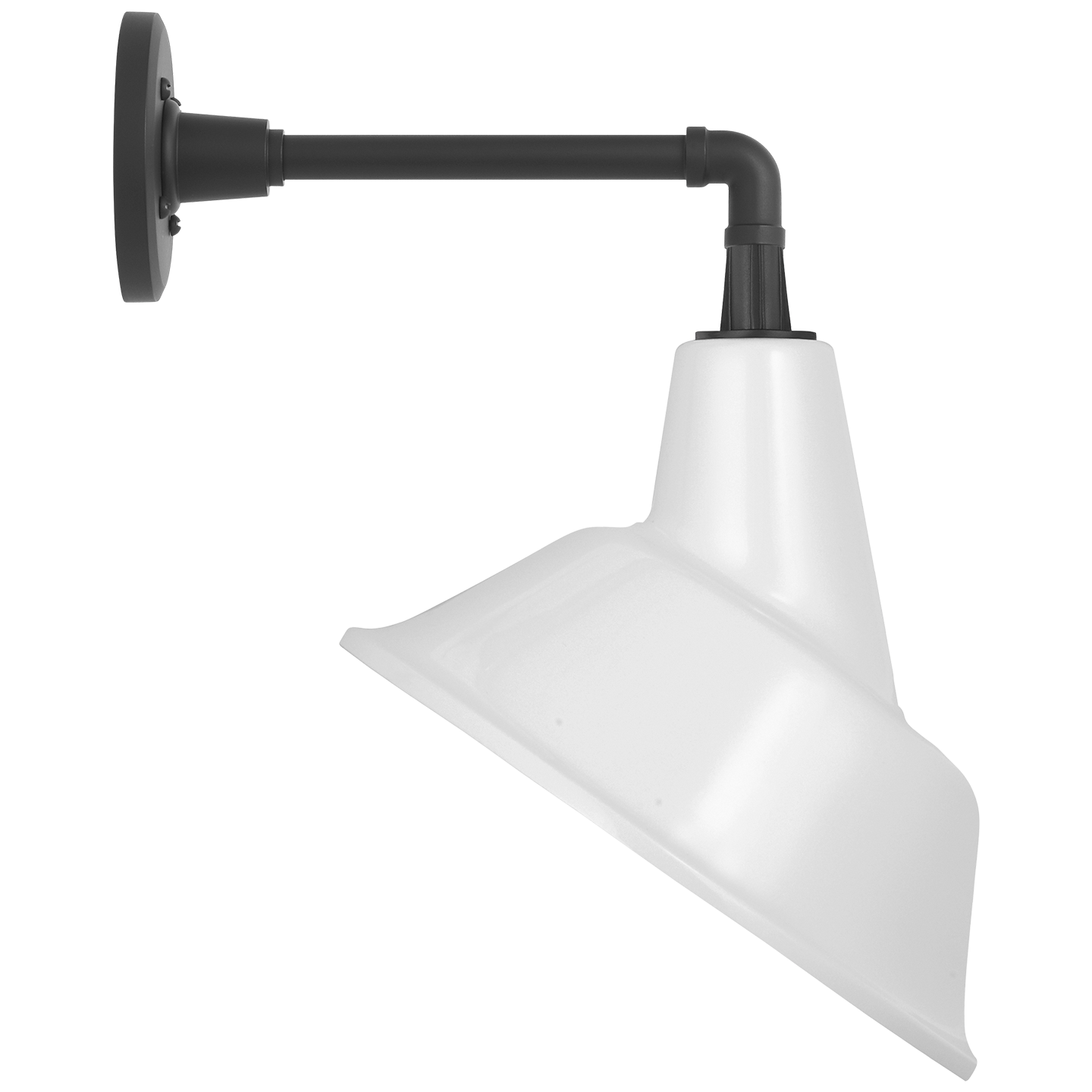 Academy 11" Mack Barn Light | Matte Black | 12.5 | 12.5" White Tilted Bowers Shade
