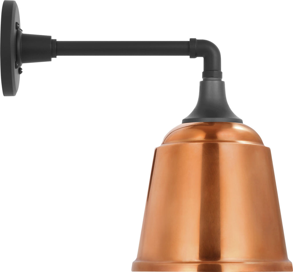 Academy 11" Mack Barn Light | Matte Black | 8 | 8" Soft Copper Rockhouse Shade