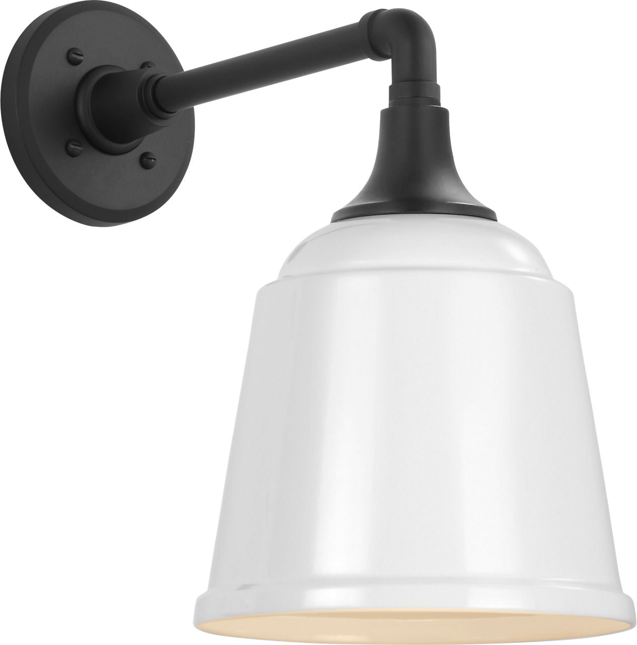Academy 11" Mack Barn Light | Matte Black | 8 | 8" White Rockhouse Shade