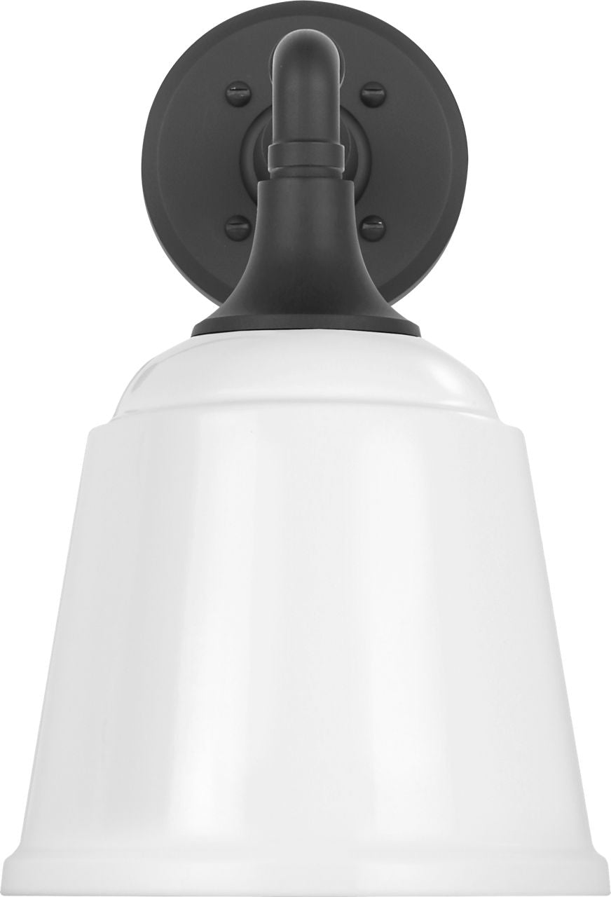 Academy 11" Mack Barn Light | Matte Black | 8 | 8" White Rockhouse Shade