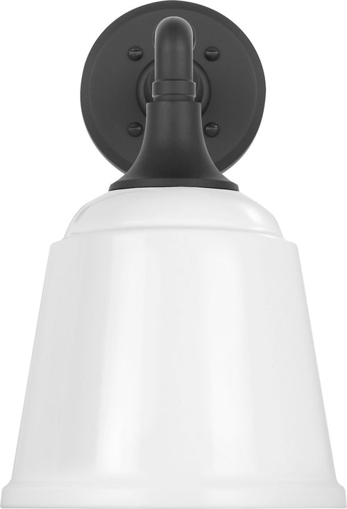 Academy 11" Mack Barn Light | Matte Black | 8 | 8" White Rockhouse Shade