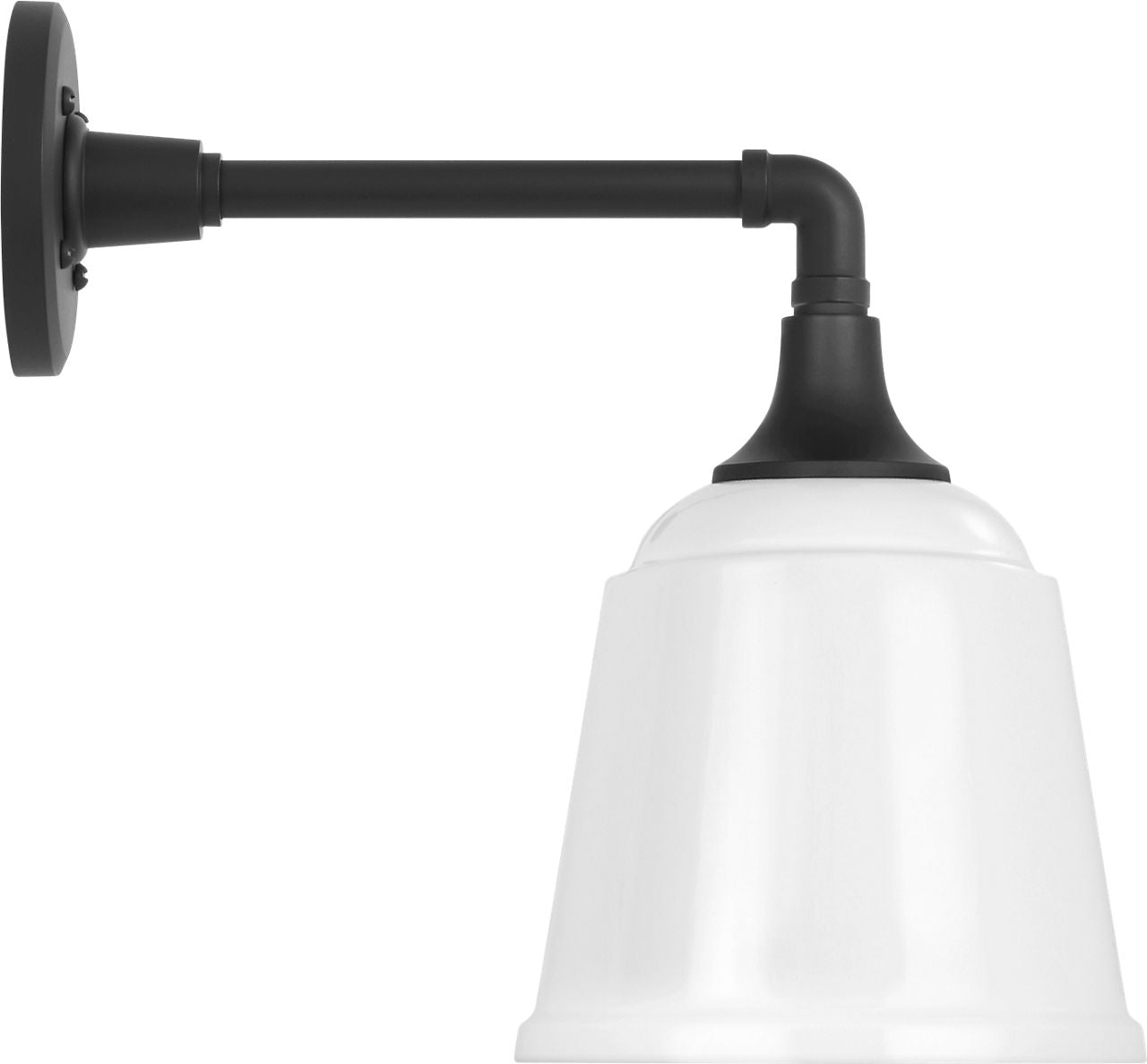 Academy 11" Mack Barn Light | Matte Black | 8 | 8" White Rockhouse Shade