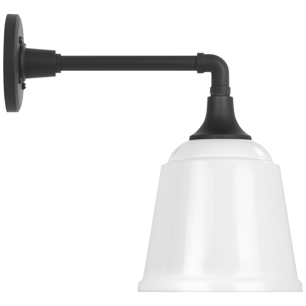 Academy 11" Mack Barn Light | Matte Black | 8 | 8" White Rockhouse Shade