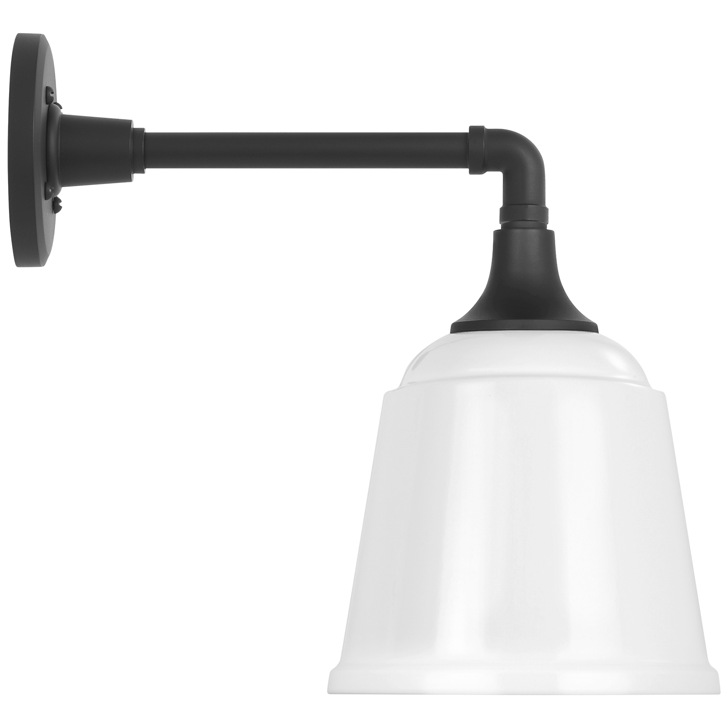 Academy 11" Mack Barn Light | Matte Black | 8 | 8" White Rockhouse Shade