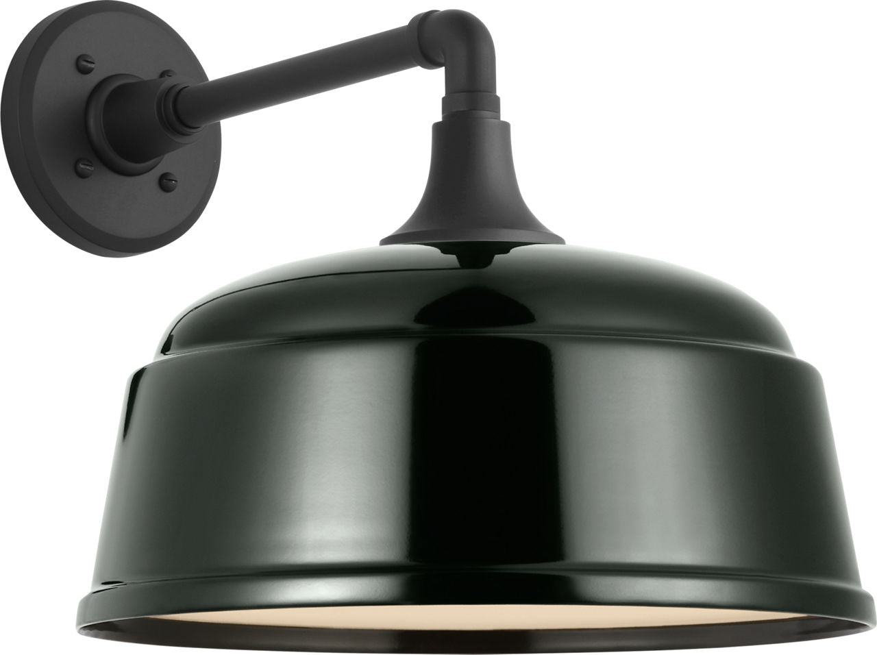Academy 11" Mack Barn Light | Matte Black | 12.5 | 12.5" Green Rockhouse Shade