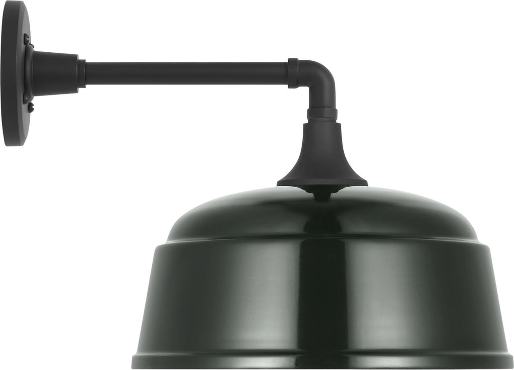 Academy 11" Mack Barn Light | Matte Black | 12.5 | 12.5" Green Rockhouse Shade