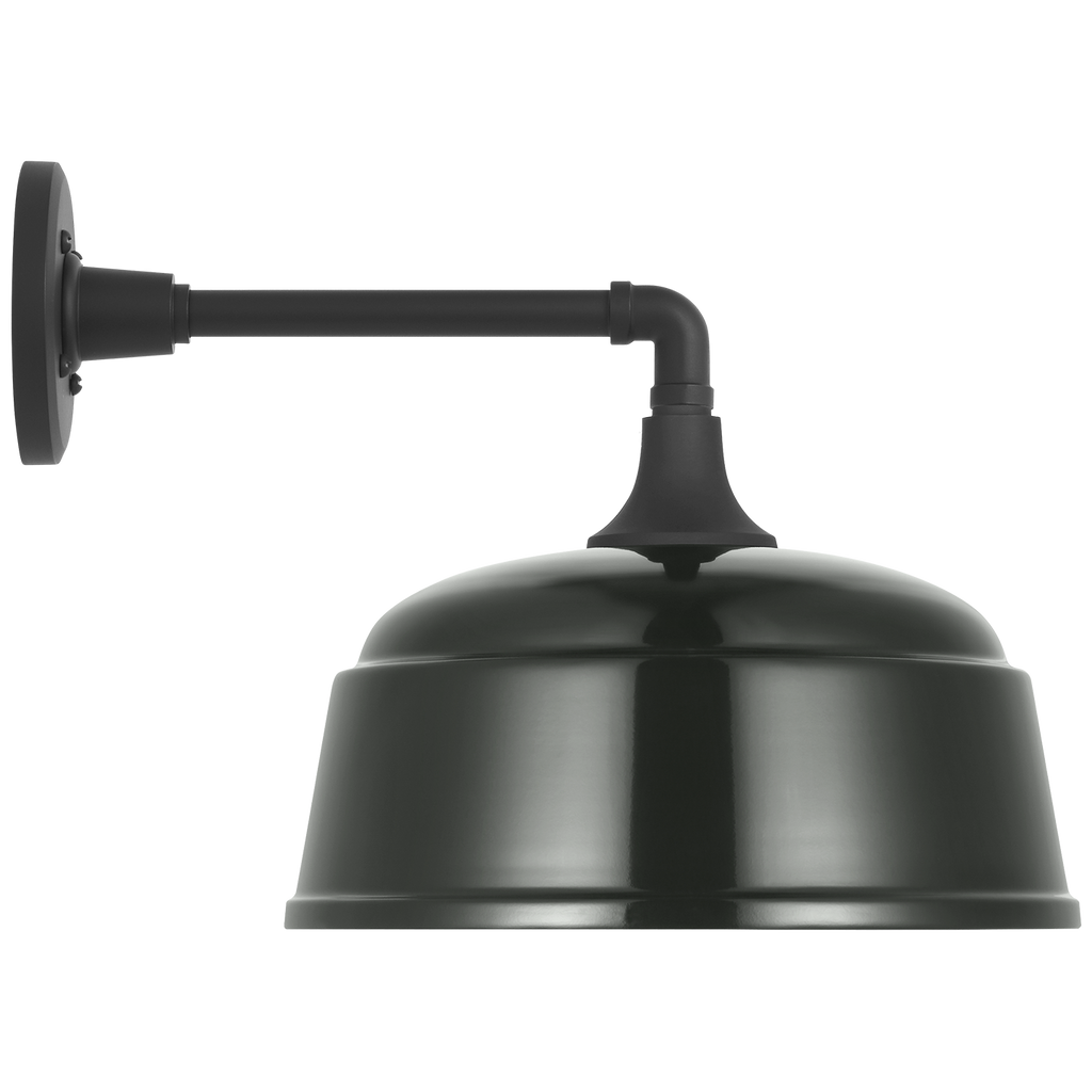 Academy 11" Mack Barn Light | Matte Black | 12.5 | 12.5" Green Rockhouse Shade