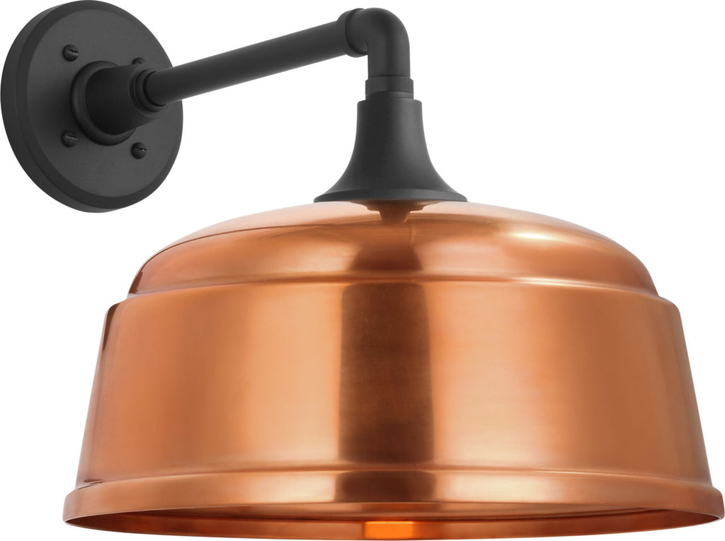 Academy 11" Mack Barn Light | Matte Black | 12.5 | 12.5" Soft Copper Rockhouse Shade