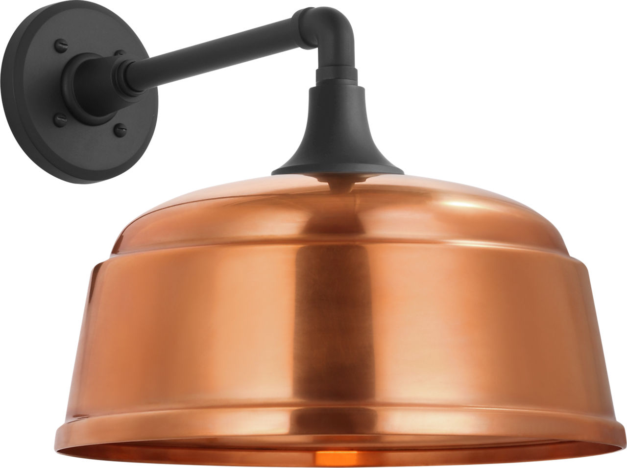 Academy 11" Mack Barn Light | Matte Black | 12.5 | 12.5" Soft Copper Rockhouse Shade