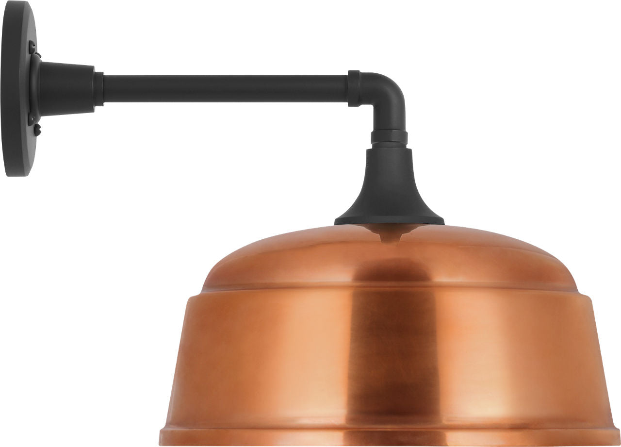 Academy 11" Mack Barn Light | Matte Black | 12.5 | 12.5" Soft Copper Rockhouse Shade