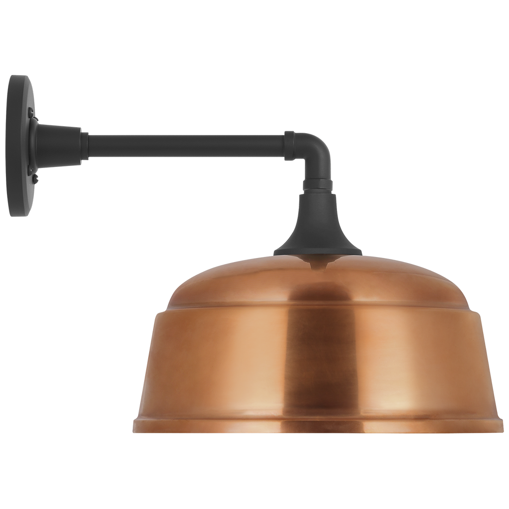 Academy 11" Mack Barn Light | Matte Black | 12.5 | 12.5" Soft Copper Rockhouse Shade