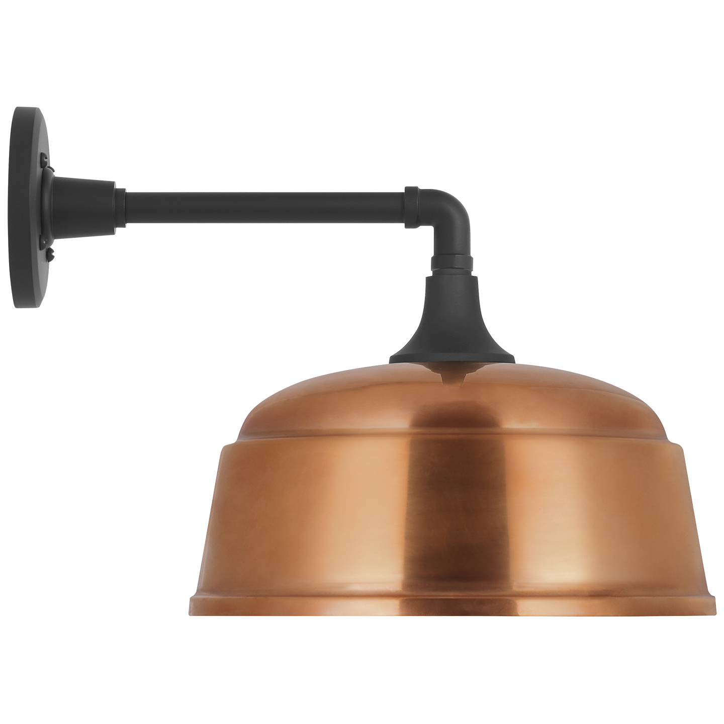 Academy 11" Mack Barn Light | Matte Black | 12.5 | 12.5" Soft Copper Rockhouse Shade