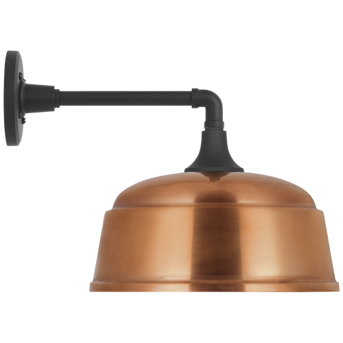 Academy 11" Mack Barn Light | Matte Black | 12.5 | 12.5" Soft Copper Rockhouse Shade