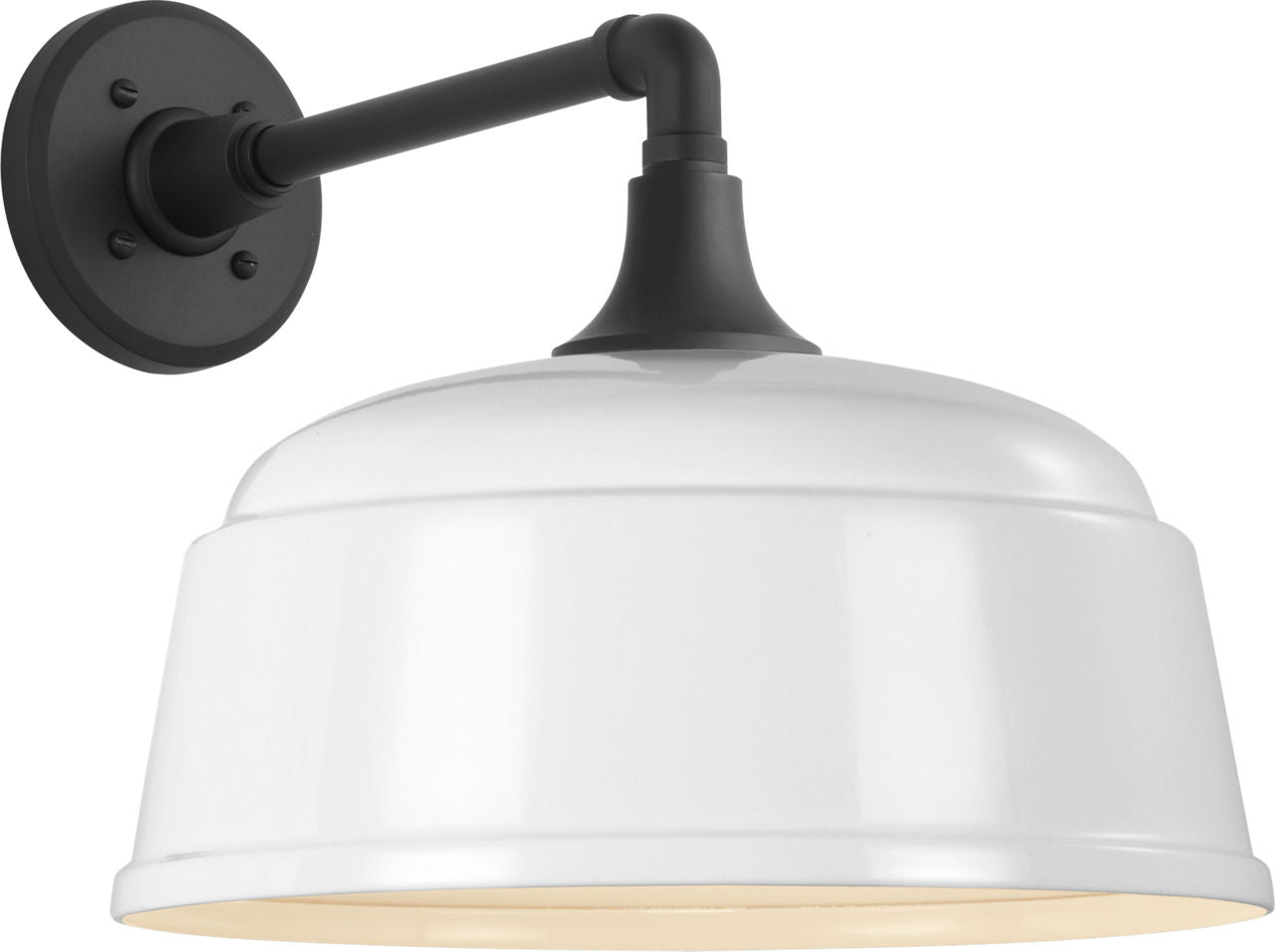 Academy 11" Mack Barn Light | Matte Black | 12.5 | 12.5" White Rockhouse Shade