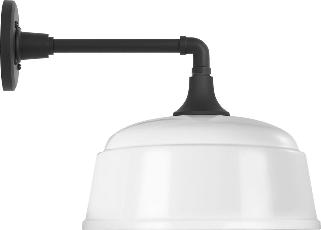 Academy 11" Mack Barn Light | Matte Black | 12.5 | 12.5" White Rockhouse Shade