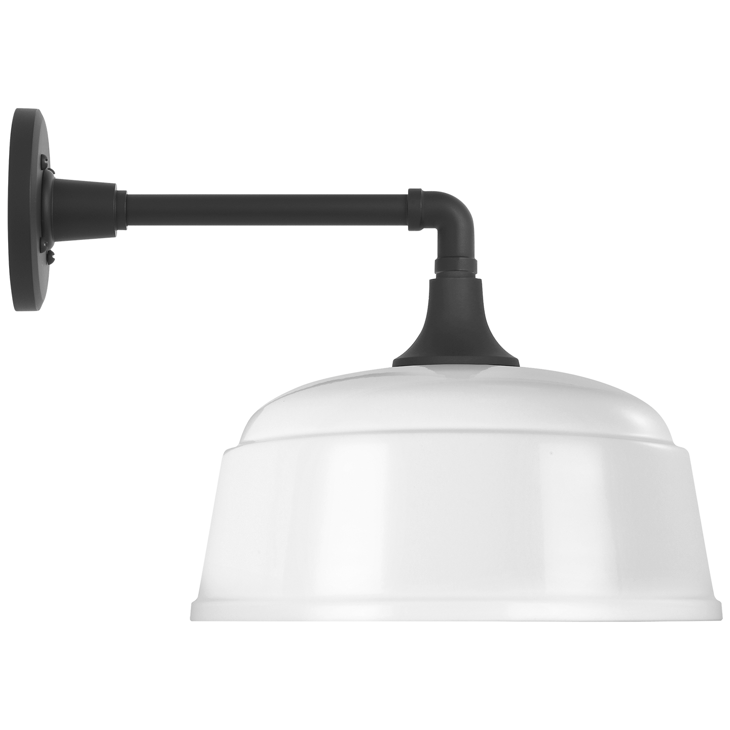 Academy 11" Mack Barn Light | Matte Black | 12.5 | 12.5" White Rockhouse Shade
