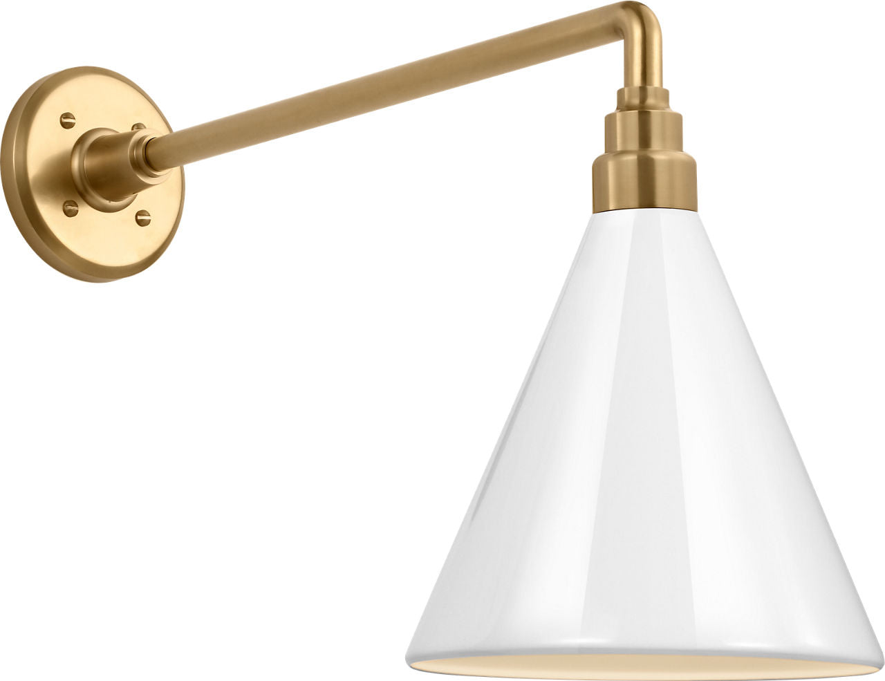 Academy 17.5" Mack Barn Light | Hand-Rubbed Antique Brass | 9 | 9" White Conical Savannah Shade