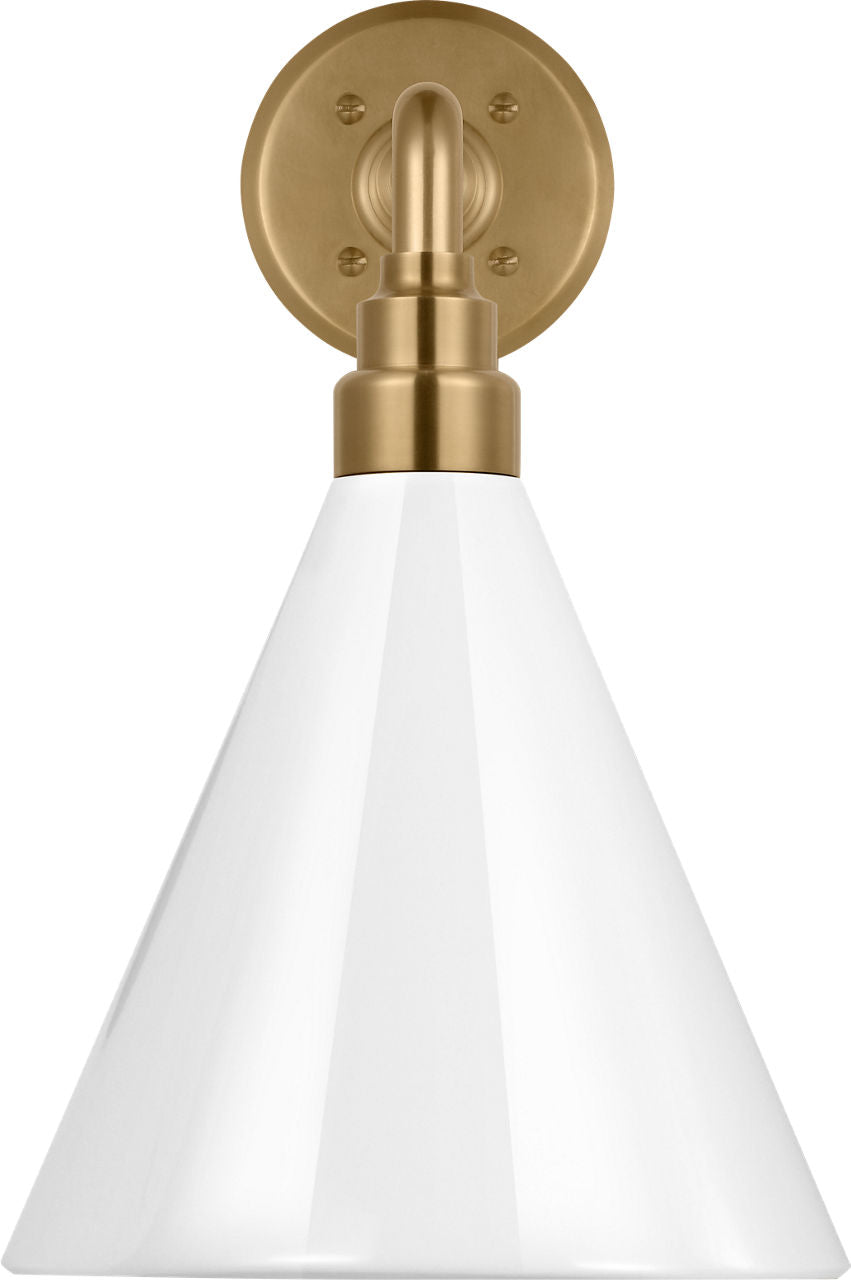 Academy 17.5" Mack Barn Light | Hand-Rubbed Antique Brass | 9 | 9" White Conical Savannah Shade