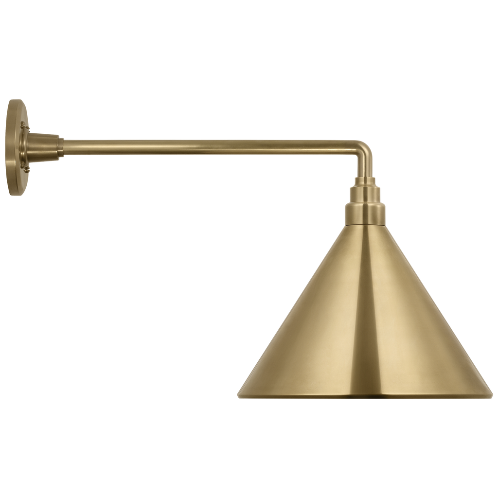 Academy 17.5" Mack Barn Light | Hand-Rubbed Antique Brass | 12.5 | 12.5" Hand-Rubbed Antique Brass Conical Savannah Shade