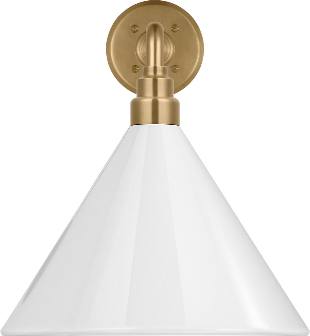 Academy 17.5" Mack Barn Light | Hand-Rubbed Antique Brass | 12.5 | 12.5" White Conical Savannah Shade