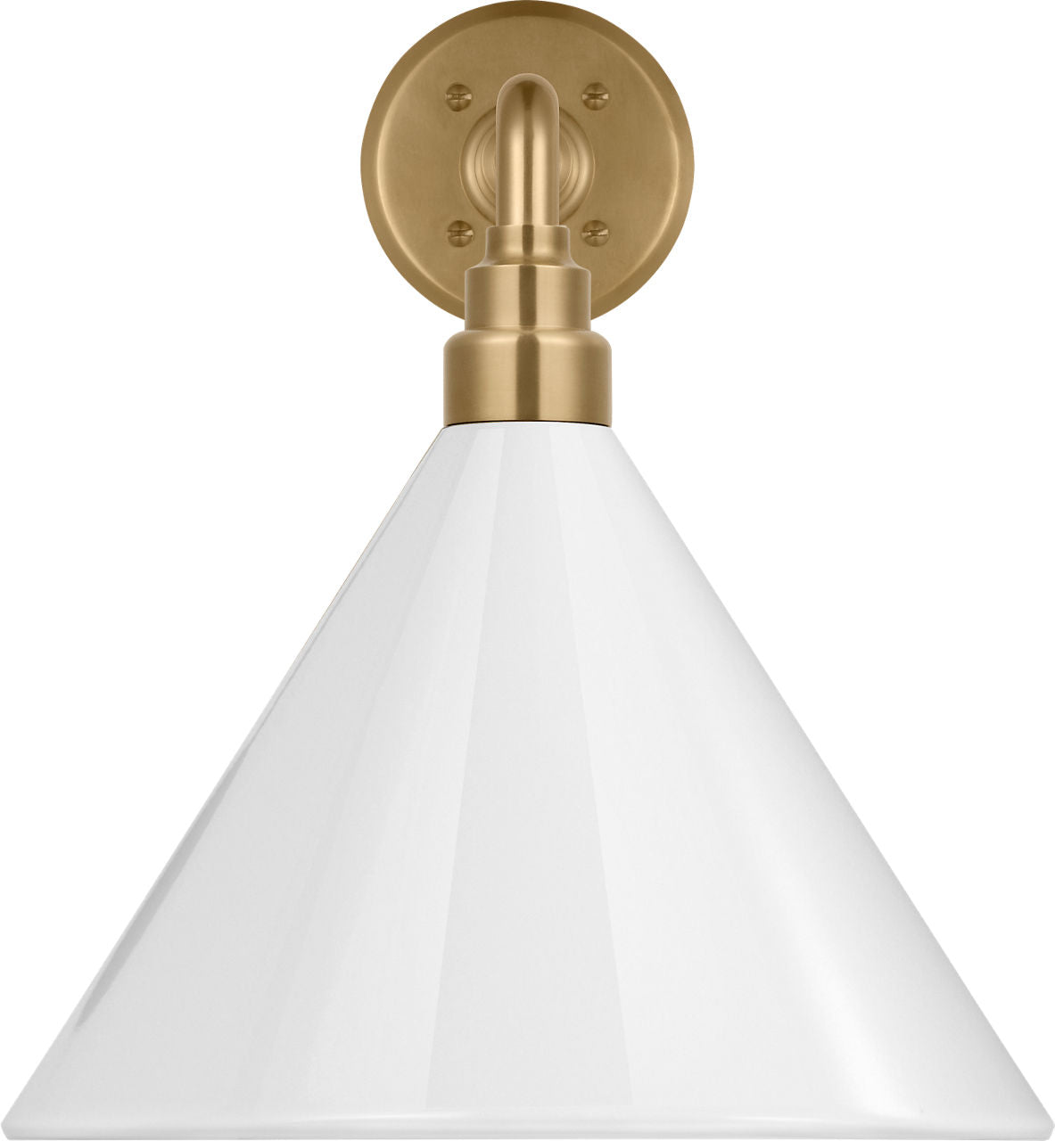 Academy 17.5" Mack Barn Light | Hand-Rubbed Antique Brass | 12.5 | 12.5" White Conical Savannah Shade