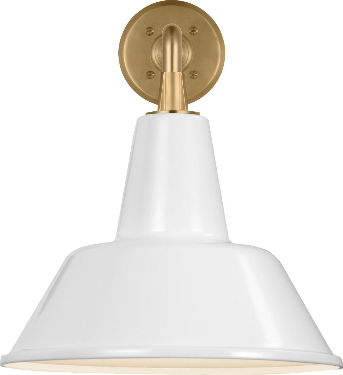 Academy 17.5" Mack Barn Light | Hand-Rubbed Antique Brass | 12.5 | 12.5" White Bowers Shade