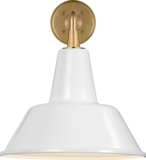 Academy 17.5" Mack Barn Light | Hand-Rubbed Antique Brass | 12.5 | 12.5" White Bowers Shade