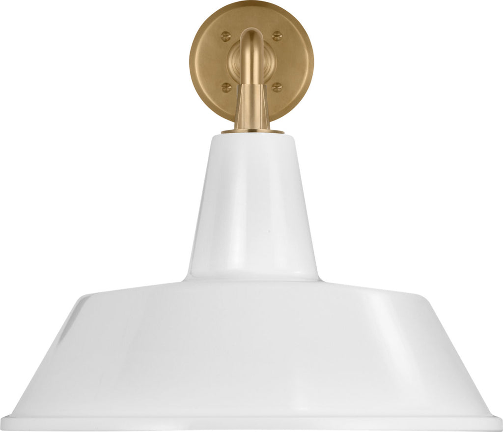 Academy 17.5" Mack Barn Light | Hand-Rubbed Antique Brass | 16 | 16" White Bowers Shade