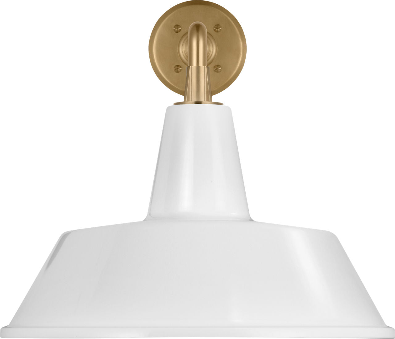 Academy 17.5" Mack Barn Light | Hand-Rubbed Antique Brass | 16 | 16" White Bowers Shade