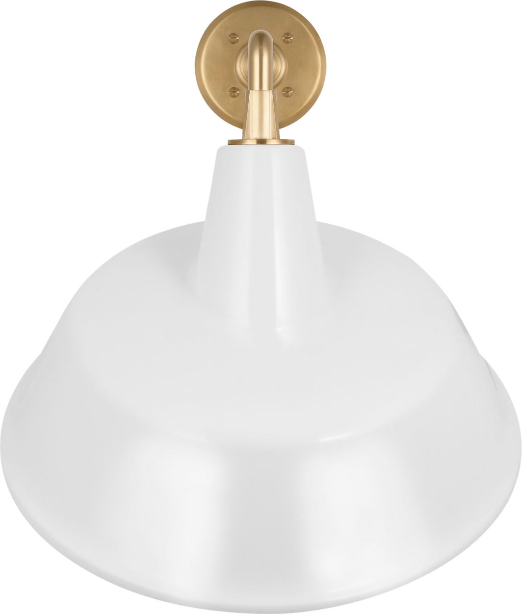 Academy 17.5" Mack Barn Light | Hand-Rubbed Antique Brass | 16 | 16" White Tilted Bowers Shade
