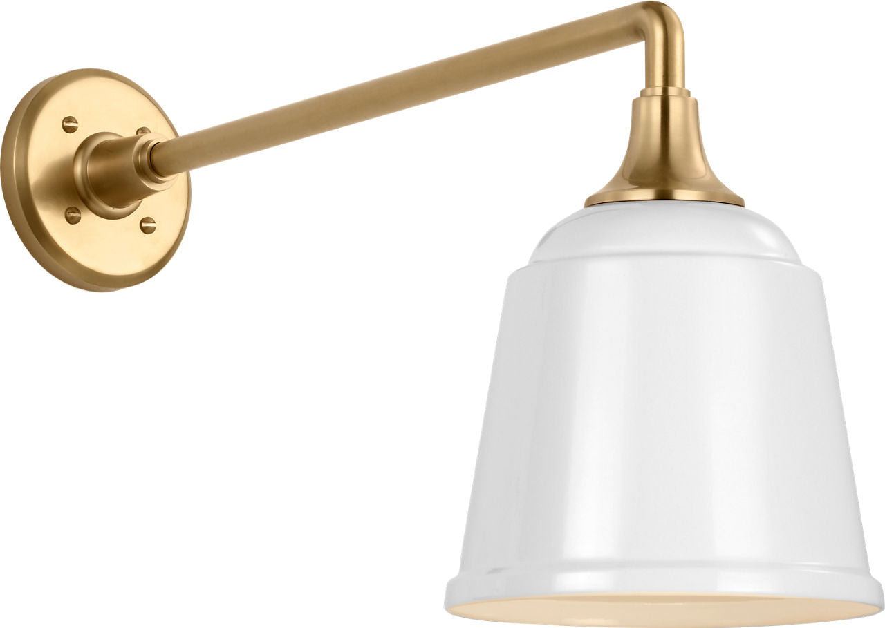 Academy 17.5" Mack Barn Light | Hand-Rubbed Antique Brass | 8 | 8" White Rockhouse Shade