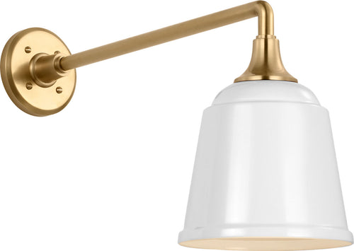 Academy 17.5" Mack Barn Light | Hand-Rubbed Antique Brass | 8 | 8" White Rockhouse Shade
