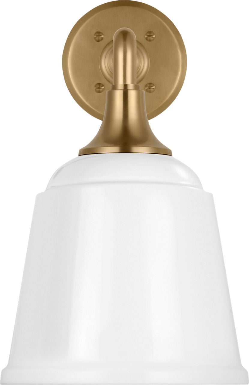 Academy 17.5" Mack Barn Light | Hand-Rubbed Antique Brass | 8 | 8" White Rockhouse Shade