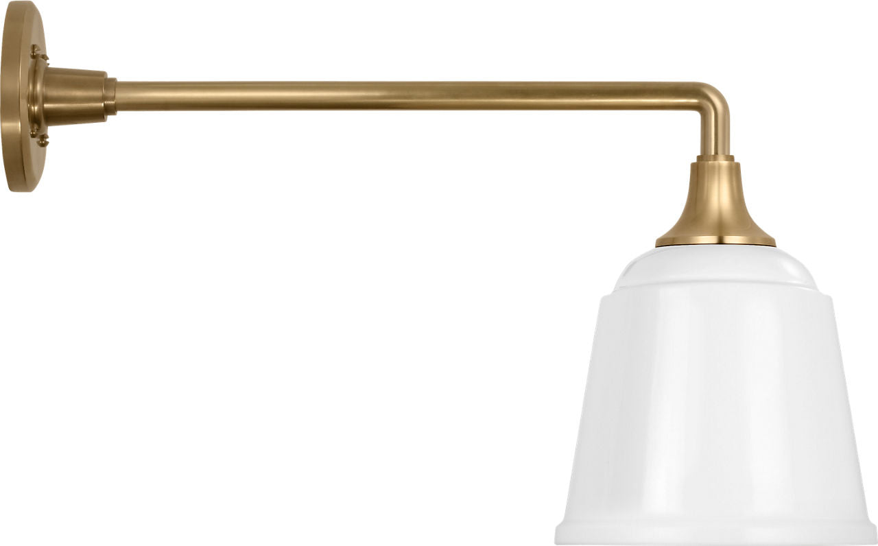 Academy 17.5" Mack Barn Light | Hand-Rubbed Antique Brass | 8 | 8" White Rockhouse Shade