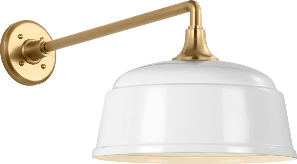 Academy 17.5" Mack Barn Light | Hand-Rubbed Antique Brass | 12.5 | 12.5" White Rockhouse Shade