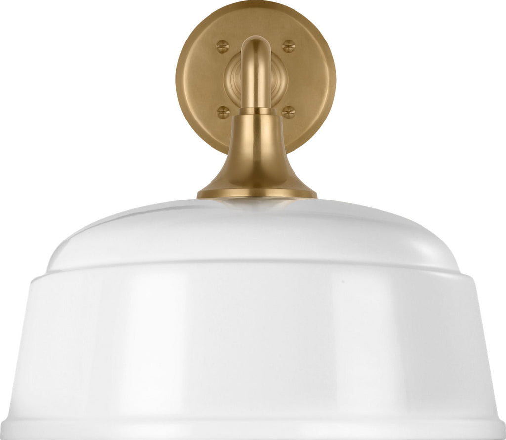 Academy 17.5" Mack Barn Light | Hand-Rubbed Antique Brass | 12.5 | 12.5" White Rockhouse Shade