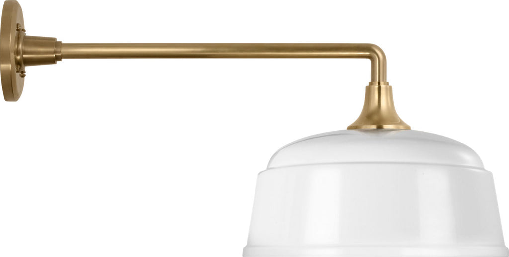 Academy 17.5" Mack Barn Light | Hand-Rubbed Antique Brass | 12.5 | 12.5" White Rockhouse Shade