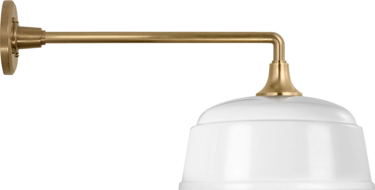 Academy 17.5" Mack Barn Light | Hand-Rubbed Antique Brass | 12.5 | 12.5" White Rockhouse Shade