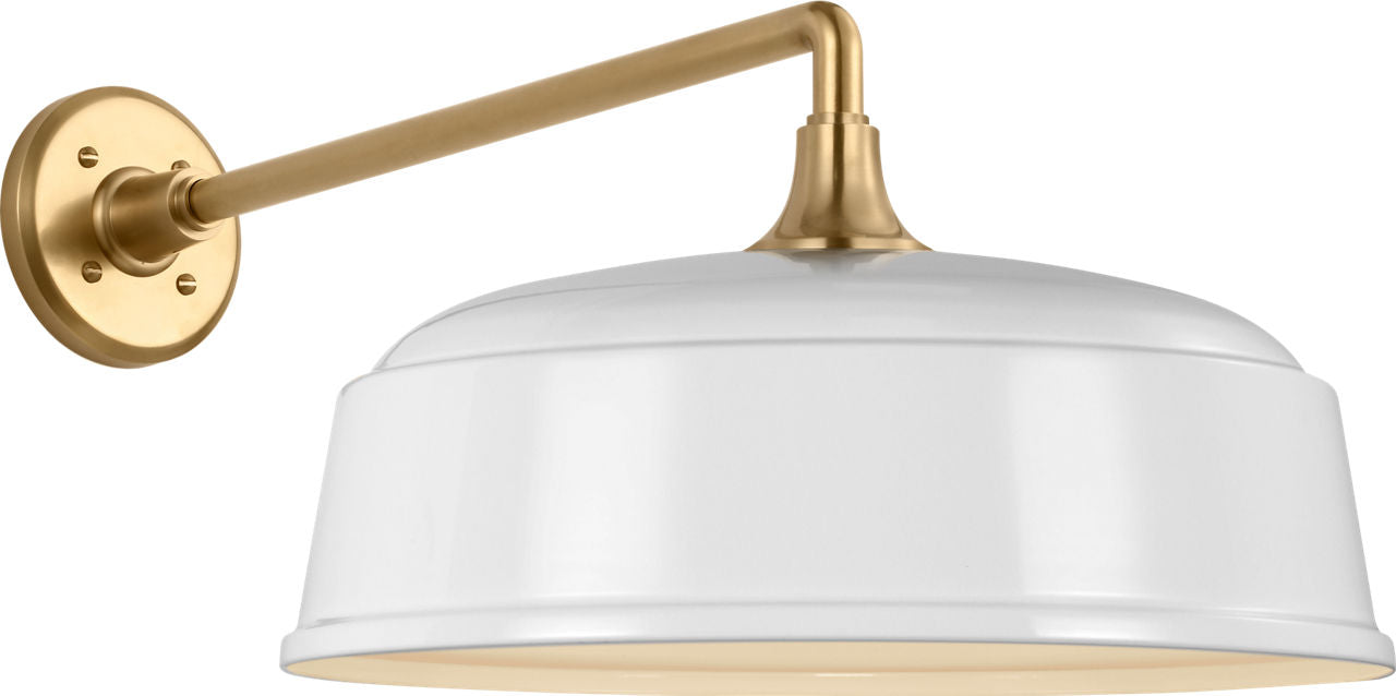 Academy 17.5" Mack Barn Light | Hand-Rubbed Antique Brass | 16 | 16" White Rockhouse Shade
