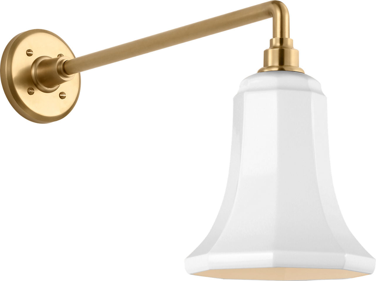 Academy 17.5" Mack Barn Light | Hand-Rubbed Antique Brass | 7.5 | 7.5" White Savannah Shade