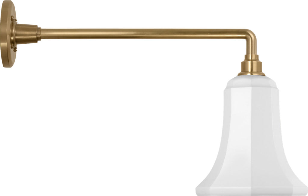 Academy 17.5" Mack Barn Light | Hand-Rubbed Antique Brass | 7.5 | 7.5" White Savannah Shade