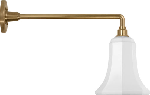 Academy 17.5" Mack Barn Light | Hand-Rubbed Antique Brass | 7.5 | 7.5" White Savannah Shade