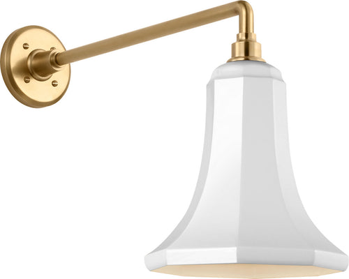 Academy 17.5" Mack Barn Light | Hand-Rubbed Antique Brass | 9.25 | 9.25" White Savannah Shade