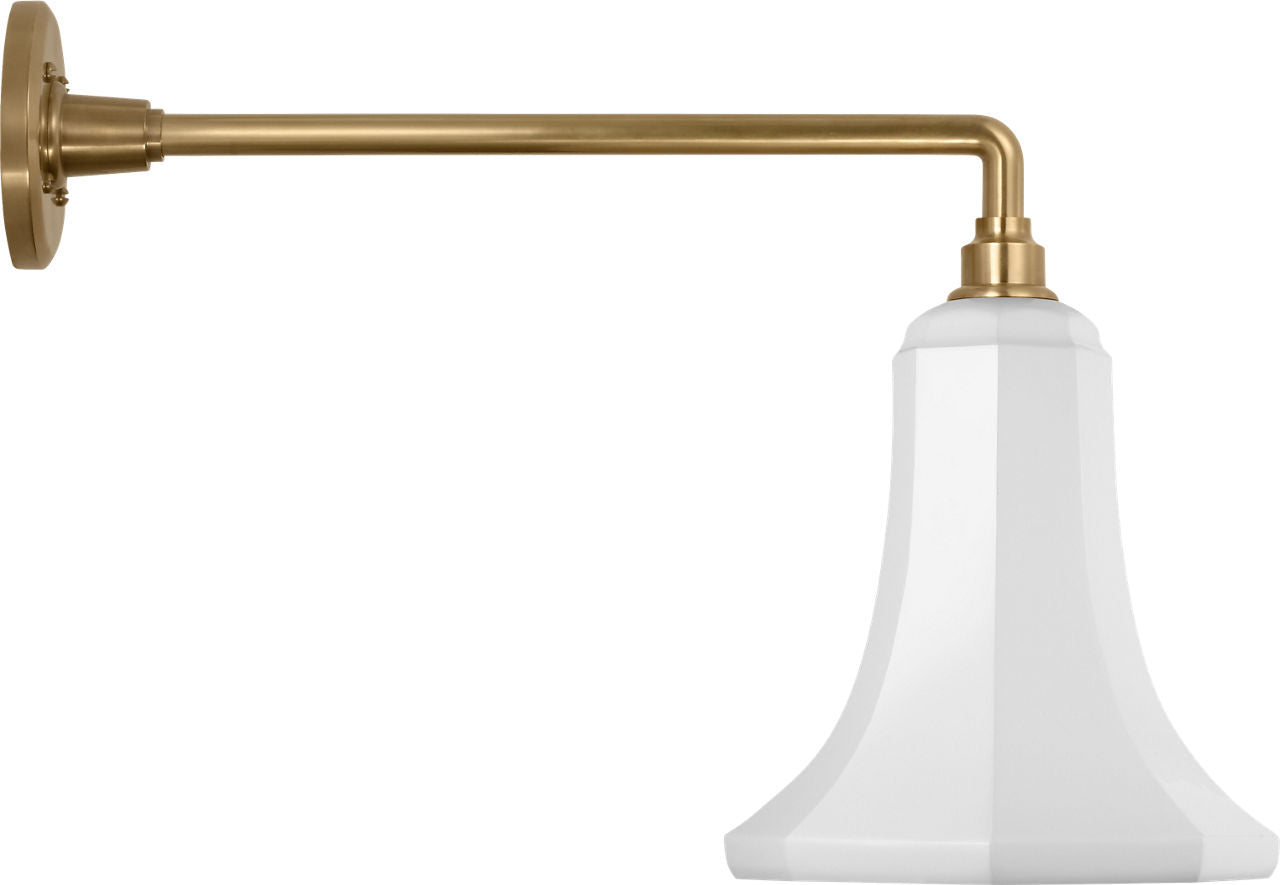Academy 17.5" Mack Barn Light | Hand-Rubbed Antique Brass | 9.25 | 9.25" White Savannah Shade