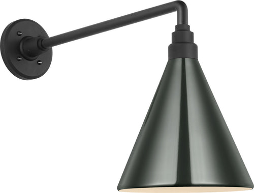 Academy 17.5" Mack Barn Light | Matte Black | 9 | 9" Green Conical Savannah Shade