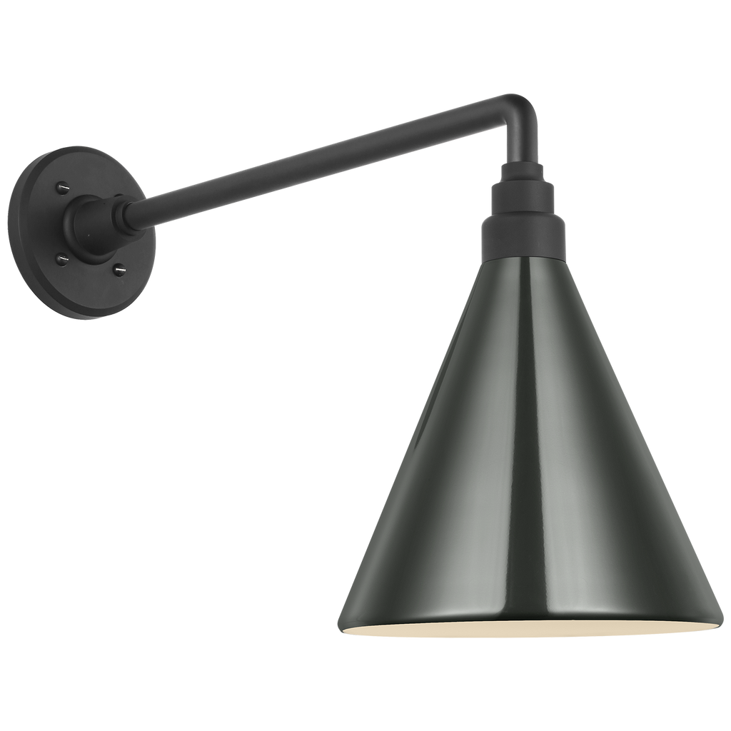 Academy 17.5" Mack Barn Light | Matte Black | 9 | 9" Green Conical Savannah Shade