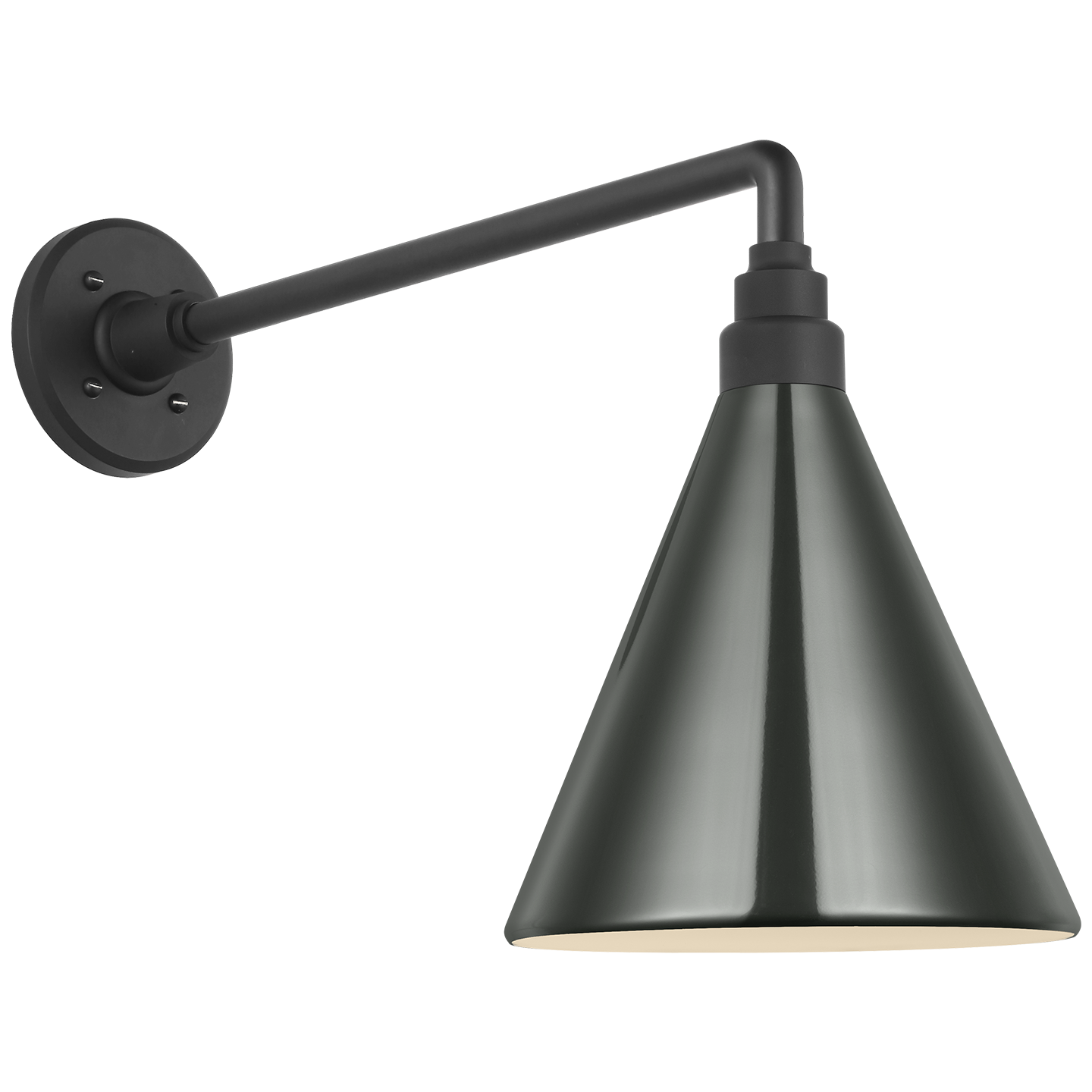 Academy 17.5" Mack Barn Light | Matte Black | 9 | 9" Green Conical Savannah Shade