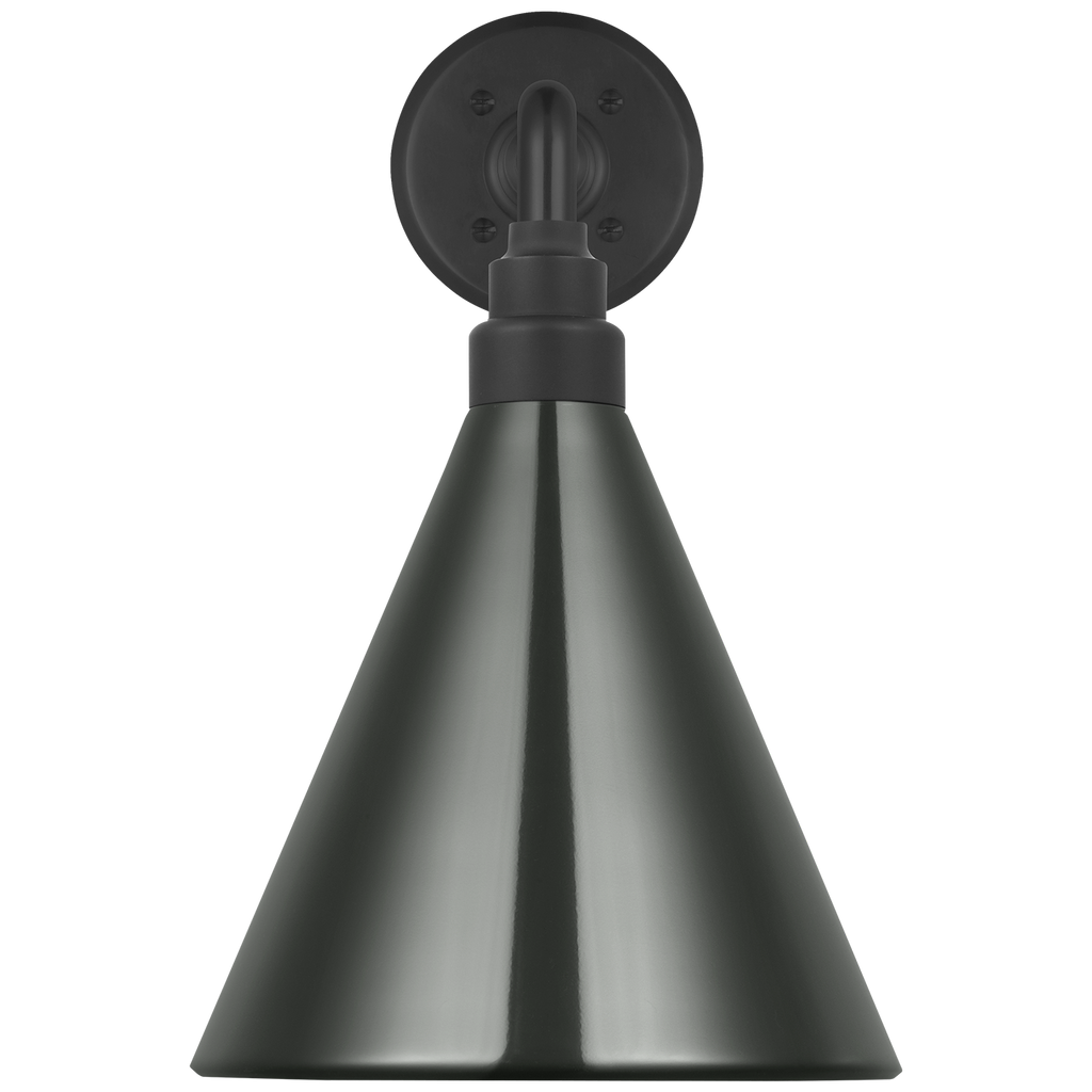 Academy 17.5" Mack Barn Light | Matte Black | 9 | 9" Green Conical Savannah Shade
