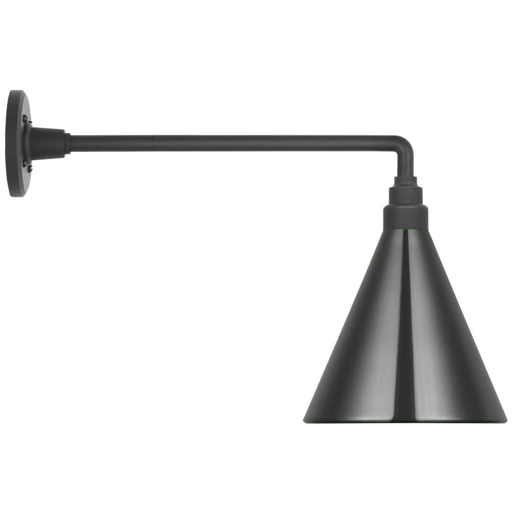 Academy 17.5" Mack Barn Light | Matte Black | 9 | 9" Green Conical Savannah Shade